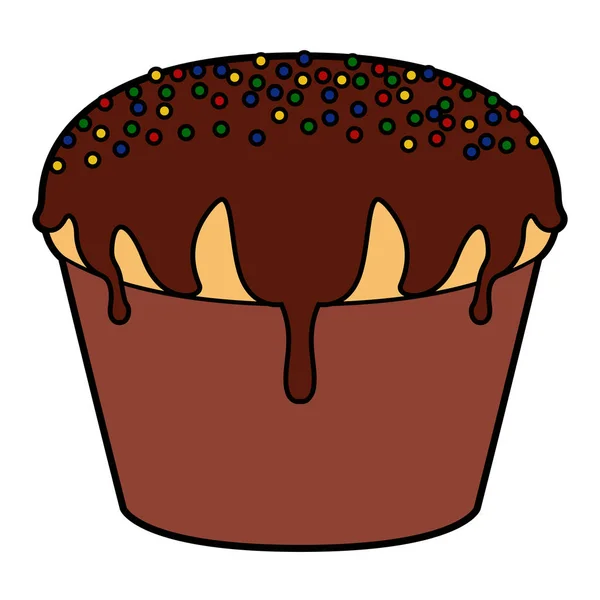 Cupcake with chocolate cream — Stock Vector