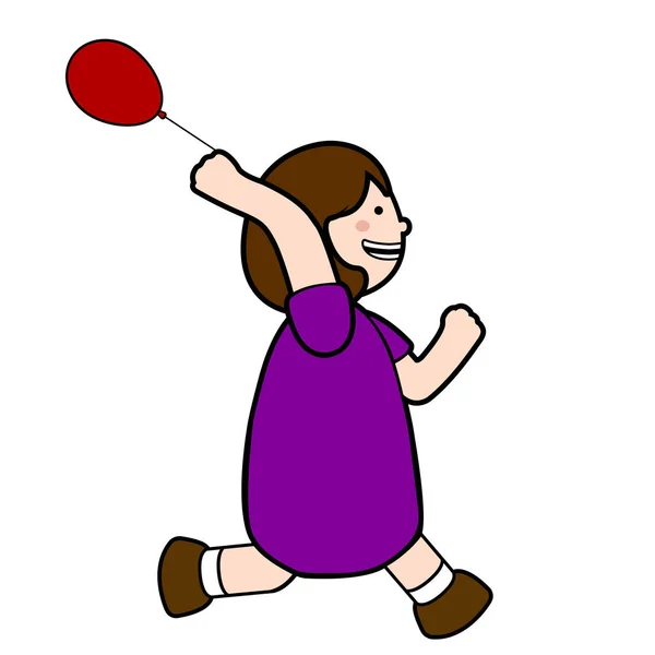 Счастливая девушка бежит с воздушным шаром — стоковый вектор
