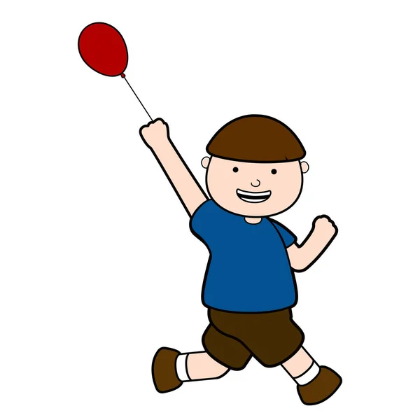 Hppy çocuk bir balon ile çalışan — Stok Vektör