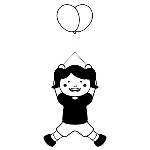 Χαρούμενο κορίτσι με το εικονίδιο μπαλόνια — Διανυσματικό Αρχείο