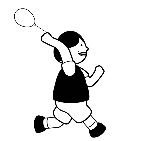 Hppy boy correndo com um ícone de balão — Vetor de Stock