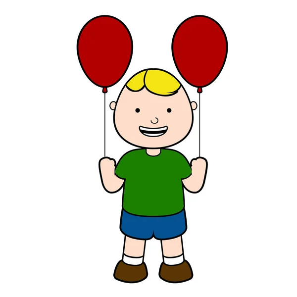 Счастливый мальчик с воздушными шариками — стоковый вектор