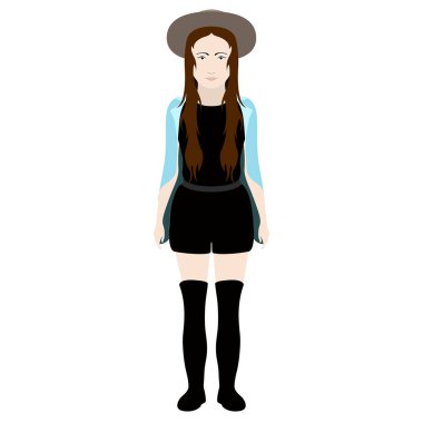 Bir şapka ile izole hipster kız