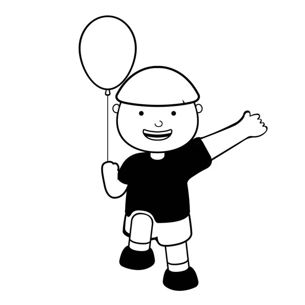 Ευτυχισμένο αγόρι με ένα εικονίδιο μπαλόνι — Διανυσματικό Αρχείο