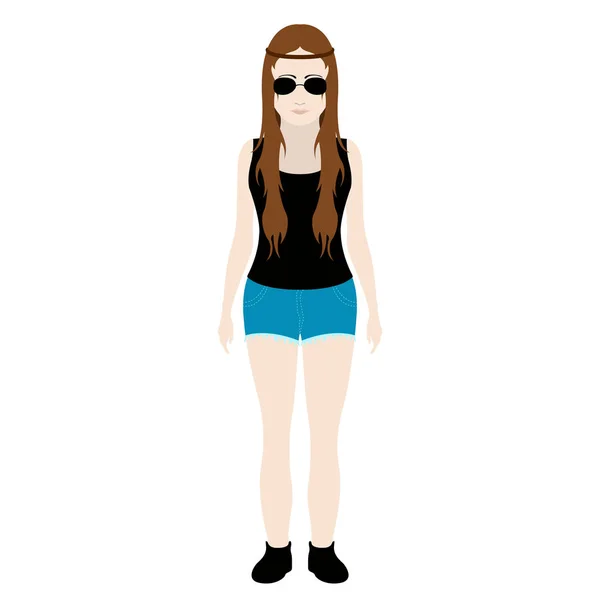 Isolated hipster girl with sunglasses — Stock Vector