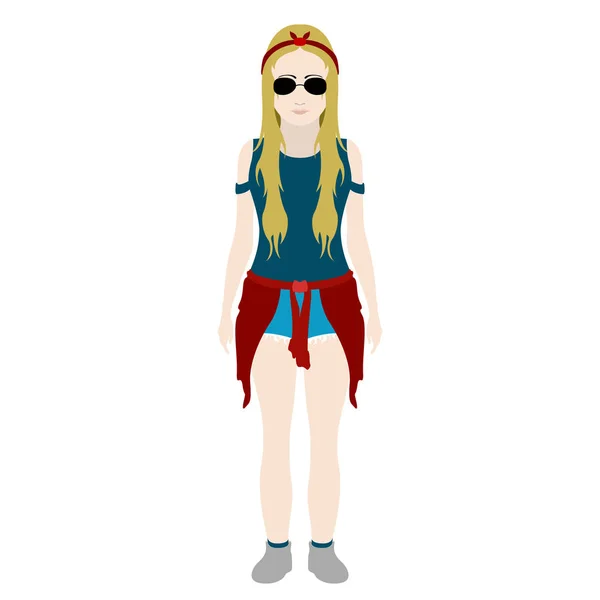 Chica hipster aislada con gafas de sol — Vector de stock