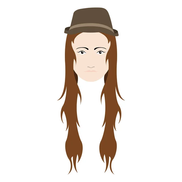 Hipster fille avatar avec un chapeau — Image vectorielle