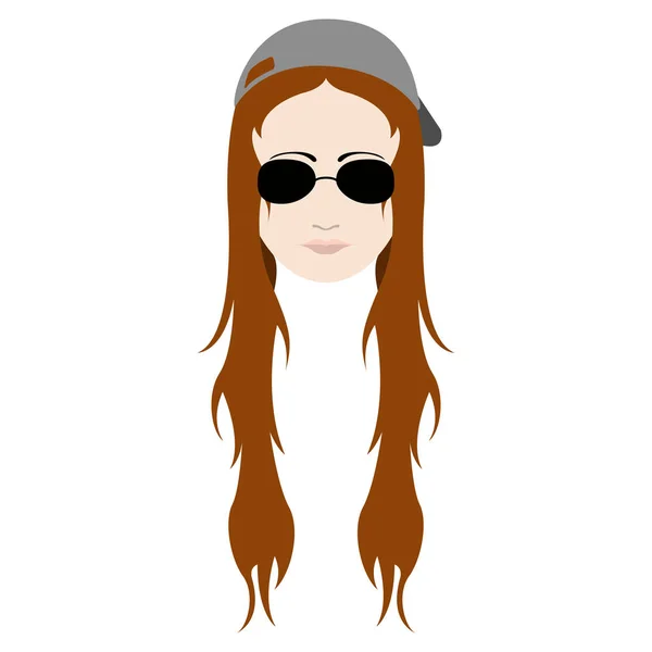 Hipster Mädchen Avatar mit Hut und Sonnenbrille — Stockvektor