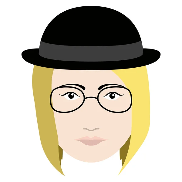 Hipster Mädchen Avatar mit Brille und Hut — Stockvektor