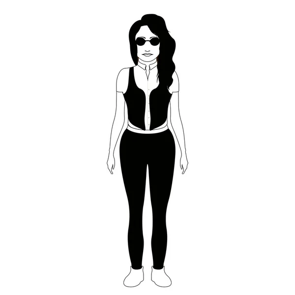 Menina hipster isolado com óculos de sol — Vetor de Stock