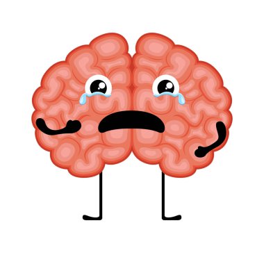 İzole edilmiş ağlayan beyin çizgi filmi.