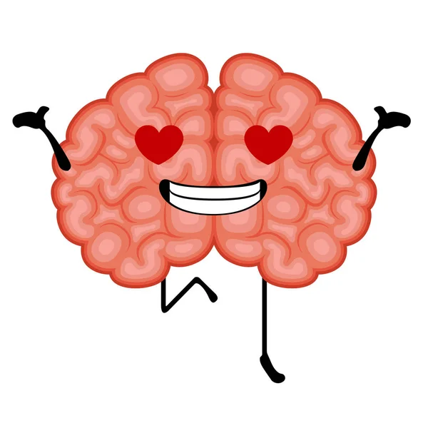 Feliz cerebro de dibujos animados en el amor — Archivo Imágenes Vectoriales