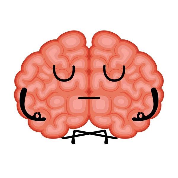 Aislado meditando dibujos animados del cerebro — Archivo Imágenes Vectoriales