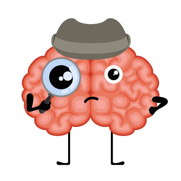 Detective aislado cerebro de dibujos animados — Archivo Imágenes Vectoriales