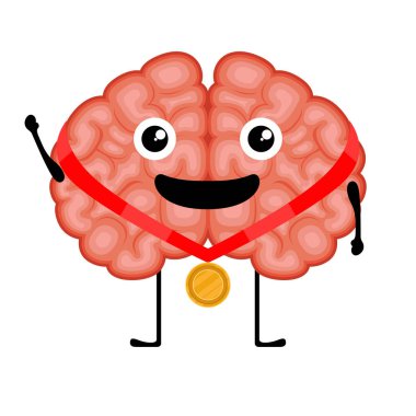 Kazanan madalya ile Mutlu beyin karikatür