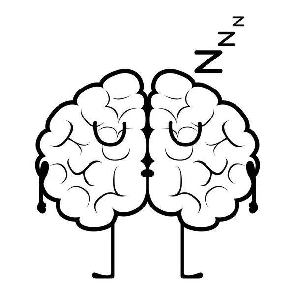 Dibujos animados cerebro somnoliento aislado — Vector de stock