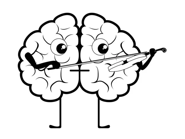 Desenhos animados isolados do cérebro a tocar violino —  Vetores de Stock