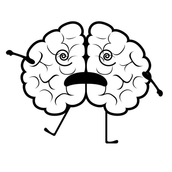 孤立した驚いた脳の漫画 — ストックベクタ
