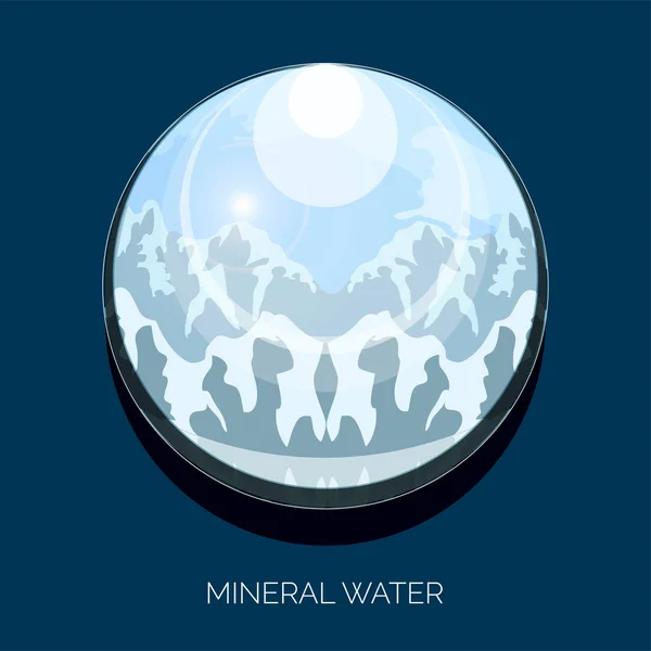 Natuurlijk landschap op een druppel mineraalwater — Stockvector