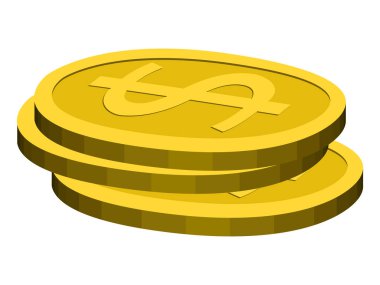 İzole 3d altın sikke yığını