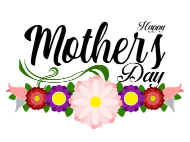 Bir çiçek süsü ile Anneler günü için tebrik kartı