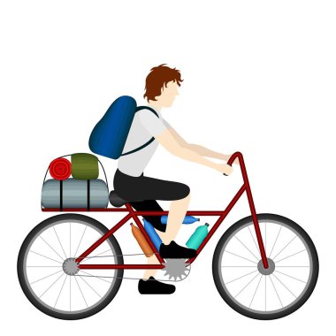 İzole erkek bisiklet turist bisikletsürme