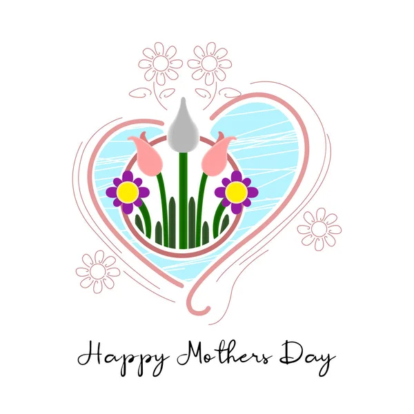 Happy mother day text with flowers — Stock Vector
