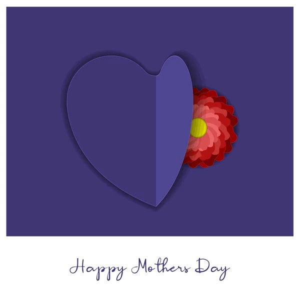 Forma de coração com uma flor. Feliz dia da mãe — Vetor de Stock