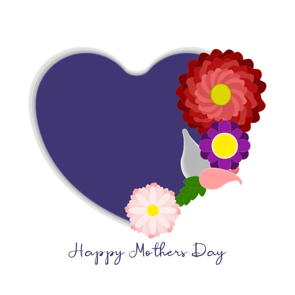 Purple heart with flowers. Happy mother day — Stock Vector