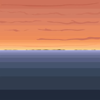 Gün batımı illüstrasyon ile izole güzel deniz manzarası