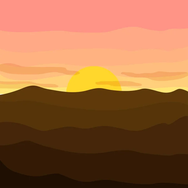 Paysage marin isolé magnifique avec illustration coucher de soleil — Image vectorielle