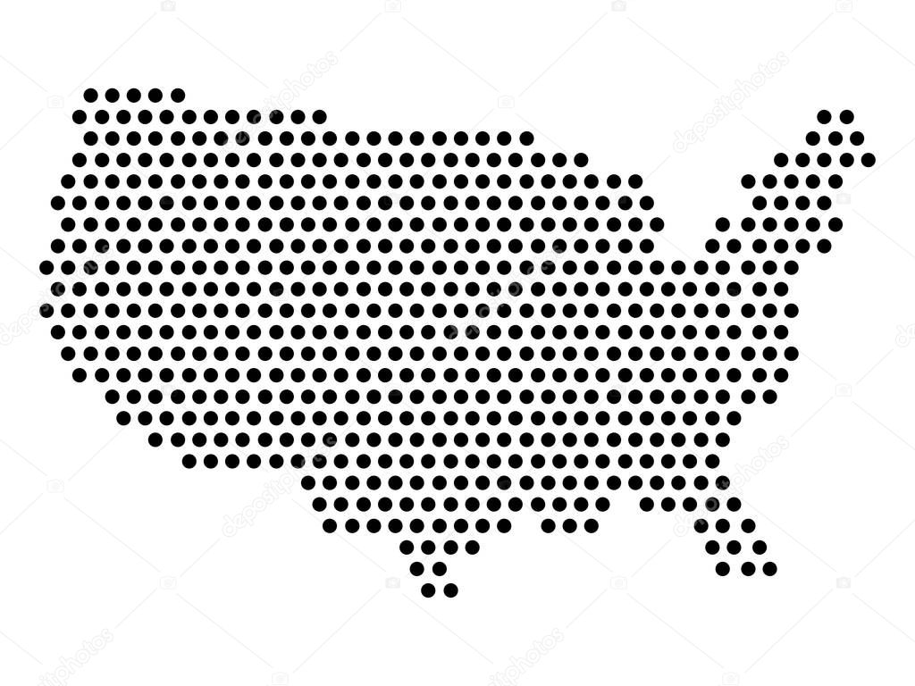 Isolated dotted political map of United States