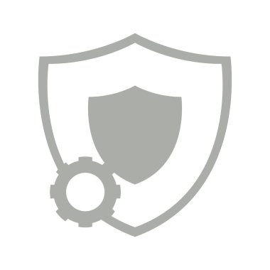 Dişli sembolü ile izole kalkan simgesi