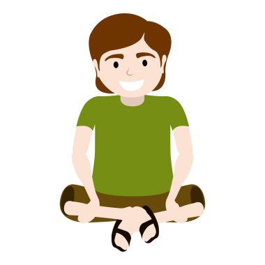 Beyaz bir arka plan üzerinde oturan izole mutlu çocuk