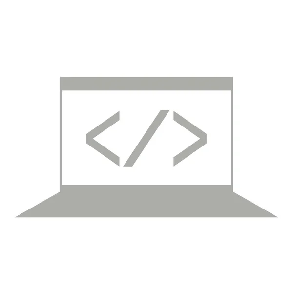 Laptop com um par de símbolos de suporte — Vetor de Stock