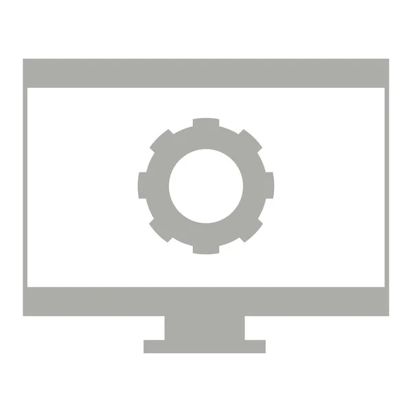 Écran de moniteur avec un symbole d'engrenage. Code de programmation — Image vectorielle