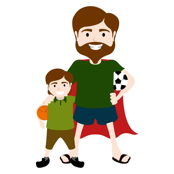 Super papa personnage avec un garçon — Image vectorielle