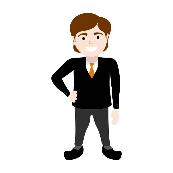 Isoliert glücklicher junger Geschäftsmann mit elegantem Anzug — Stockvektor