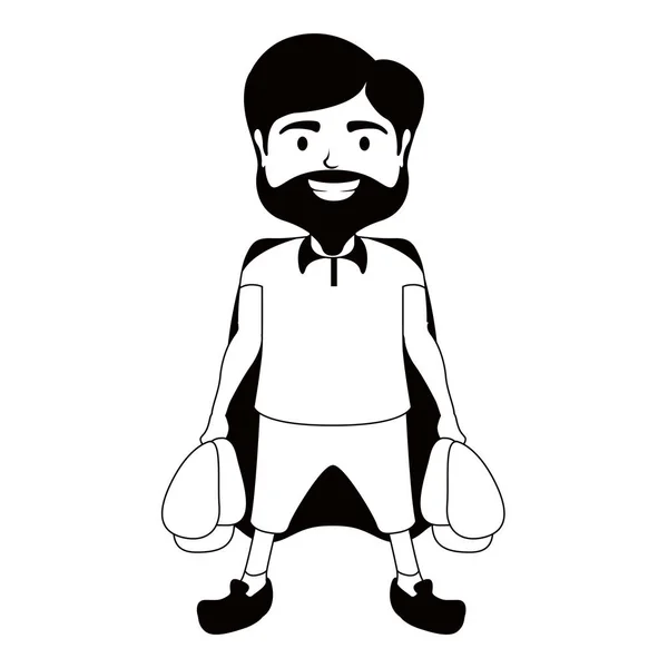 Carácter monocromo de un súper papá — Vector de stock