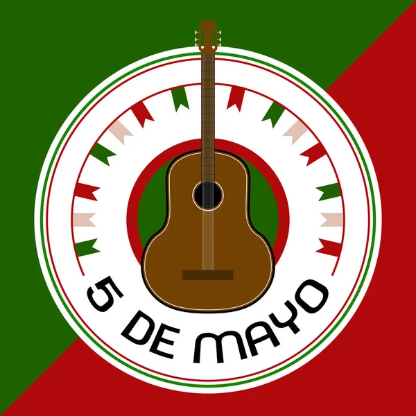 Cinco de mayo poster with a guitar — Stock Vector