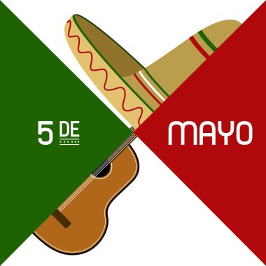 Gitar ve şapkalı Cinco de mayo posteri