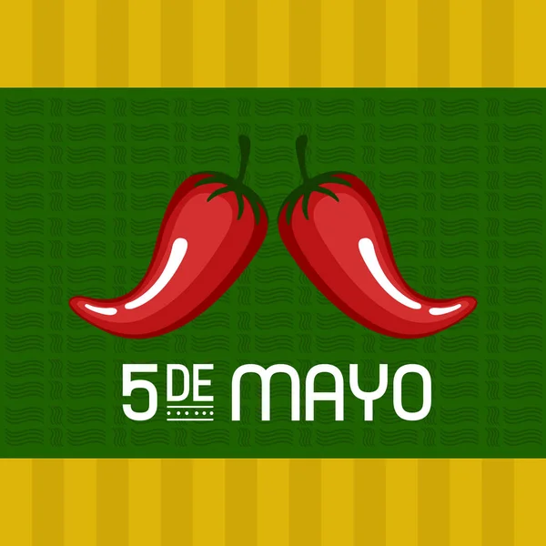 Cartel de cinco de mayo con chiles — Vector de stock