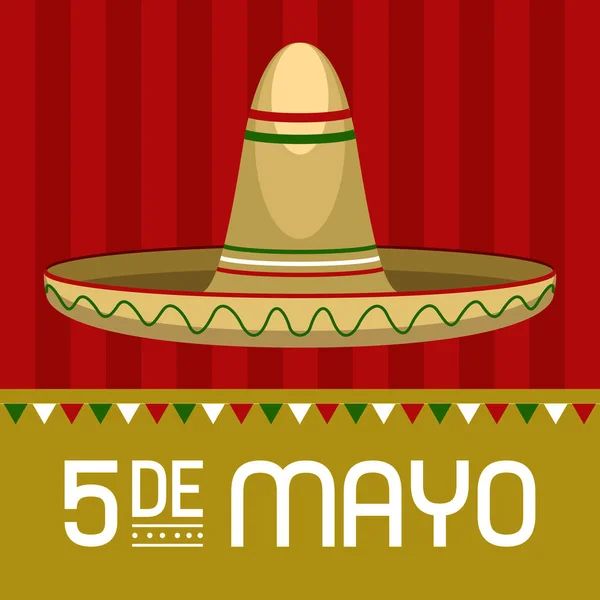 Cartel del Cinco de Mayo con un sombrero tradicional — Vector de stock
