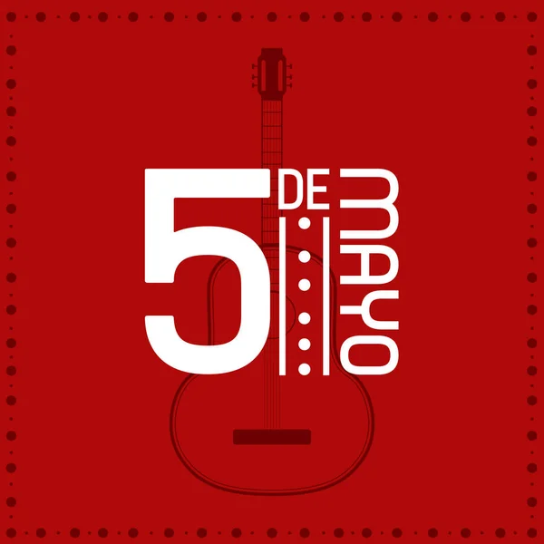 Cinco de mayo affiche avec un contour de guitare — Image vectorielle