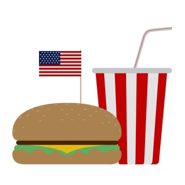 Plastik bir fincan açılan bir soda ile Hamburger