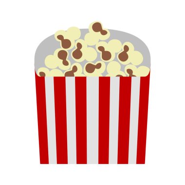 Beyaz arka planda izole sinema patlamış mısır