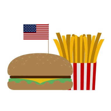 Patates kızartması ile bir burger izole açılan