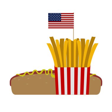 Patates kızartması ile bir sosisli combo