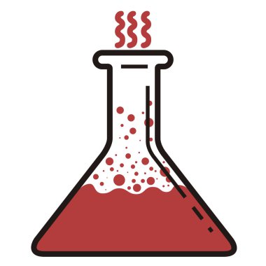 Kırmızı sıvı ile izole erlenmeyer şişesi