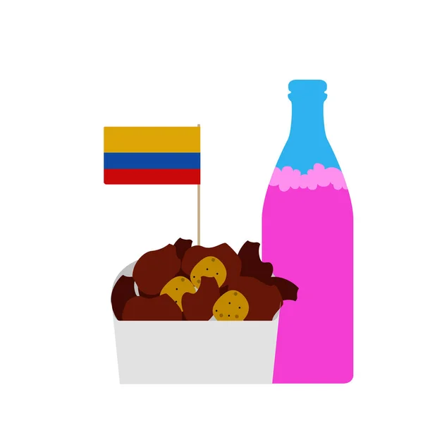 Combo de una comida tradicional colombiana con soda — Vector de stock